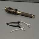 AIMIKE Round Hair Brush, 1 inch Barrel with Boar Bristles, Nano Thermal Ceramic & Ionic Tech, for Blow Drying, Styling, Curling and Shine + 4 Clips (Gold, Unisex, Fine Hair, Short Hair, Anti-Frizz)