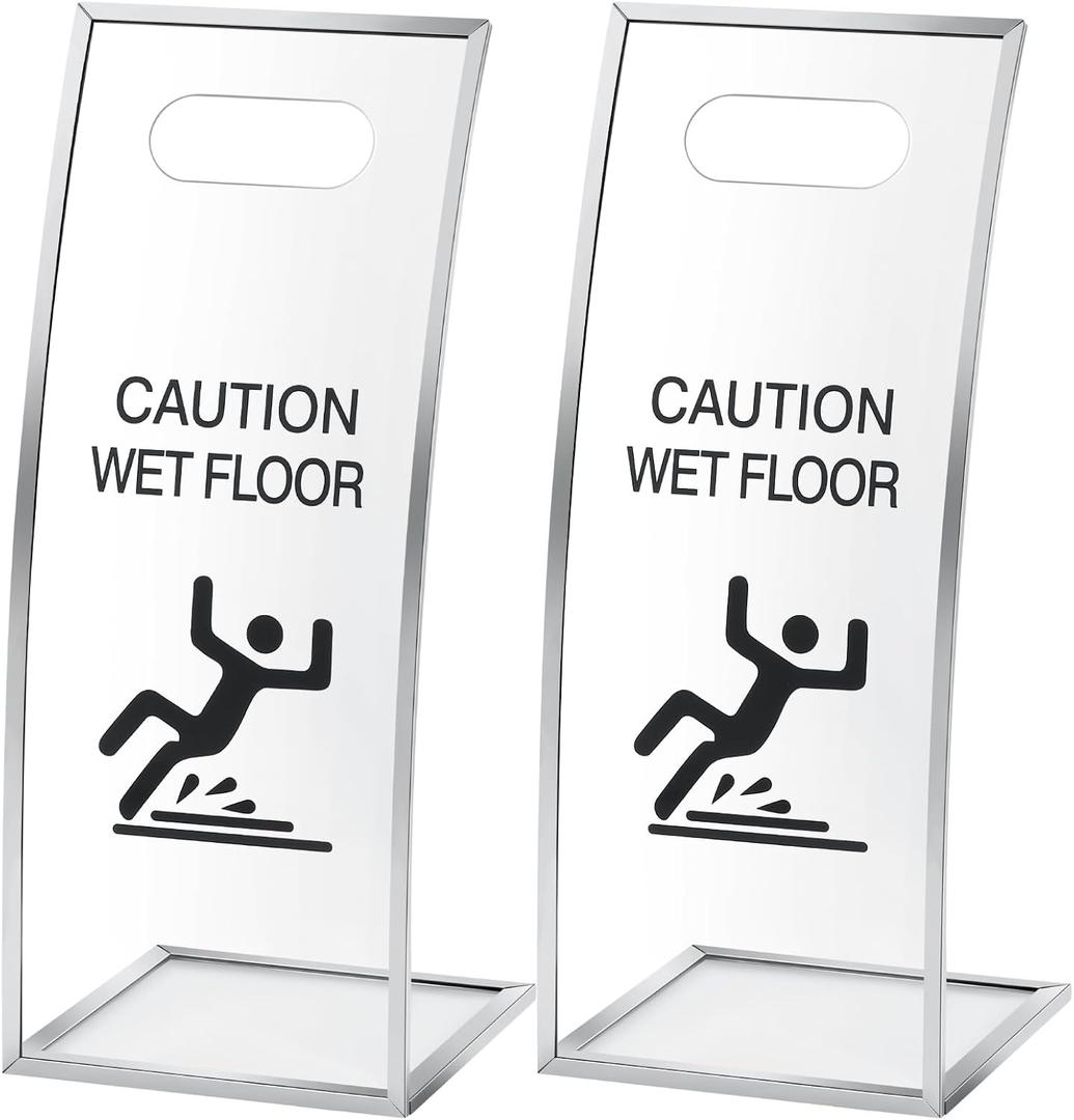 2 Packs Caution Wet Floor Signs 24 Inch Clear Acrylic Safety Warning Wet Floor Signs Windproof Safety Warning for Commercial Use Hotels High End Exhibition Halls Market Offices Pool