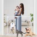 57.48" Extra Wide Baby Gate with Cat Door, Auto Close Pet Gates Dog Gate, Hardware Mounted Walk Through Swing Safety Baby Gates for Stairs, Doorways, Kitchen, House, 30" Tall, 2 Panels (29.14-57.48in Wide, White)