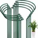FEED GARDEN 8 Pack Plant Support Stakes, Peony Cages and Supports, Metal Garden Plant Stake(10" Wide x 16" High) Green Half Round Plant Support Rings for Outdoor Indoor Plants, Tomato, Hydrangea