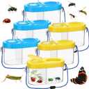 6 Pack Bug Catcher Kit for Kids Bulk Insect Habitat Viewer with Magnifying Glass Vents Portable Bug Collection Cage with Lanyard Nature Outdoor Explorer Set for Boys Girls Birthday Gift(Yellow，Blue)