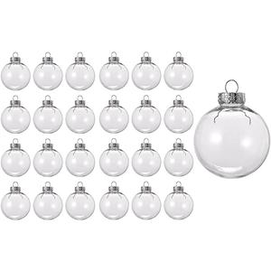 24PCS Clear Plastic Fillable Christmas Balls 8cm DIY Xmas Tree Ornament Decoration Arts Crafts