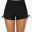 Women's Swim Shorts High Waisted Bathing Suit Bottoms Swimsuit Boy Shorts Swimwear Bikini Board Shorts L Black