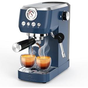 MAttinata Espresso Machine 20 Bar, Espresso Coffee Maker with Professional Milk Frother Steam Wand for Cappuccino & Latte, 49oz Removable Water Tank for Home, Blue