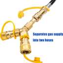 3/8 in Natural Gas Y Splitter, Low Pressure Propane NAT Gas Quick Connect/Disconnect Separator Adapter for Weber Grill, Pizza Oven, Patio Heater/Fire Pit, RV, Generator