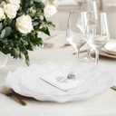 LIYH 50 Pcs White Scalloped Plastic Plates Reusable - Unbreakable Plastic Plates for Weddings Party Outdoor Picnics Dishwasher Safe BPA Free (25Guests)