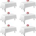 6 Pack White Table Cloth for Rectangle Tables,60x126 inch-Washable and Reusable Table Cloths for 8 Ft Rectangle Table,Polyester Fabric Table Cover for Party,Wedding,Buffet