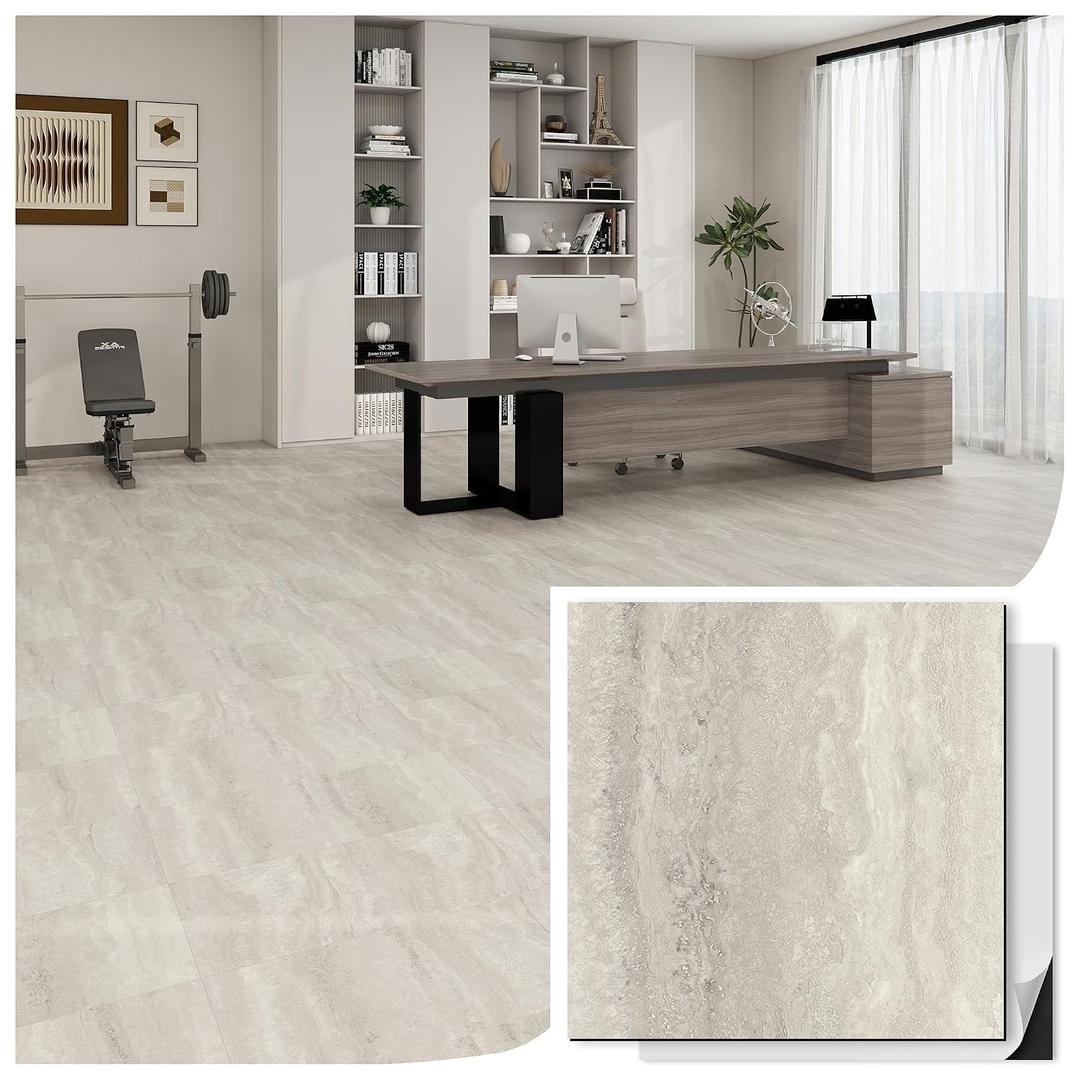 30-Pack 30Sq Self Adhesive Vinyl Floor Tiles - 12x12 Inch Peel and Stick Floor Tile, Waterproof & Thicker Marble Pattern Flooring, Removable Tiles for, Bathroom, Bedroom (Pattern Marble)