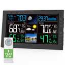 Weather Stations Wireless Indoor Outdoor, Indoor Outdoor Thermometer Wireless with Digital Atomic Clock, Large Display, Barometric Pressure, Forecast, Adjustable Backlight, Contemporary