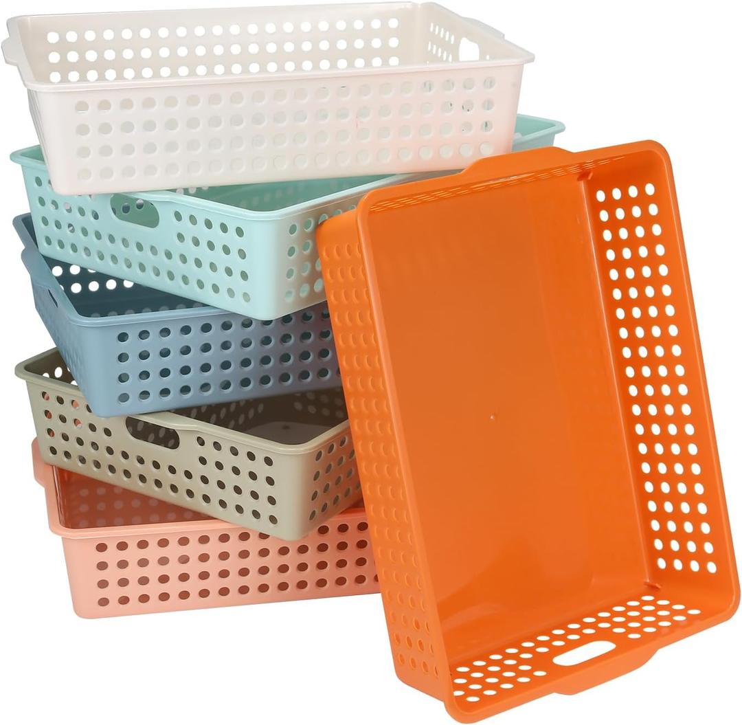 6 Pack Paper and Turn in Trays Classroom, A4 Plastic Stackable Organizer Trays with 6 Pastel Colors, Letter Trays for Teachers, School, Office, Home Desk Organization & Storage