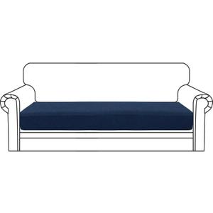 ZNSAYOTX Stretch Cushion Covers Sofa Cushion Couch Seat Covers Slipcovers Soft Replacement Unique Pattern Furniture Protector with Elastic Bottom (Navy, 1 Pc 3-Seat Cushion Cover)