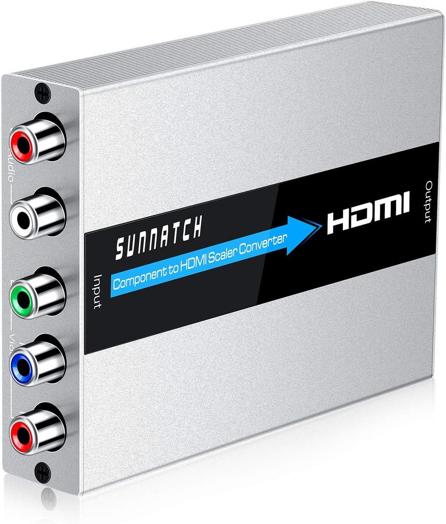 Component to HDMI Converter with Scaler Function, RGB to HDMI, 5RCA YPbPr to HDMI Converter Adapter, Component in HDMI Out Converter(1080P, Aluminum)
