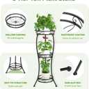 iDavosic.ly 3 Tier Tall Metal Plant Stand Indoor Outdoor, Wrought Iron Corner Flower Pot Holder Shelf, 34 Inch Vertical Display Rack for Patio Porch Living Room Garden, Black