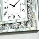 DMDFIRST Silver Square Mirror Clock 20x20inches Crystal Sparkle Twinkle Bling Crushed Diamond Mirrored Large Wall Clock for Wall Decoration Silver Glass Mirror Home Décor. AA Battery is not Included.