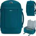 ECOHUB 17'' Small Travel Backpack, United Airlines Personal Item Bag 16.9"x10"x7.5" Carry on Backpack with USB Port Luggage Sleeve Travel Essentials for Men Women Water Resistant, Teal (17 inch underseat, Blue Green)