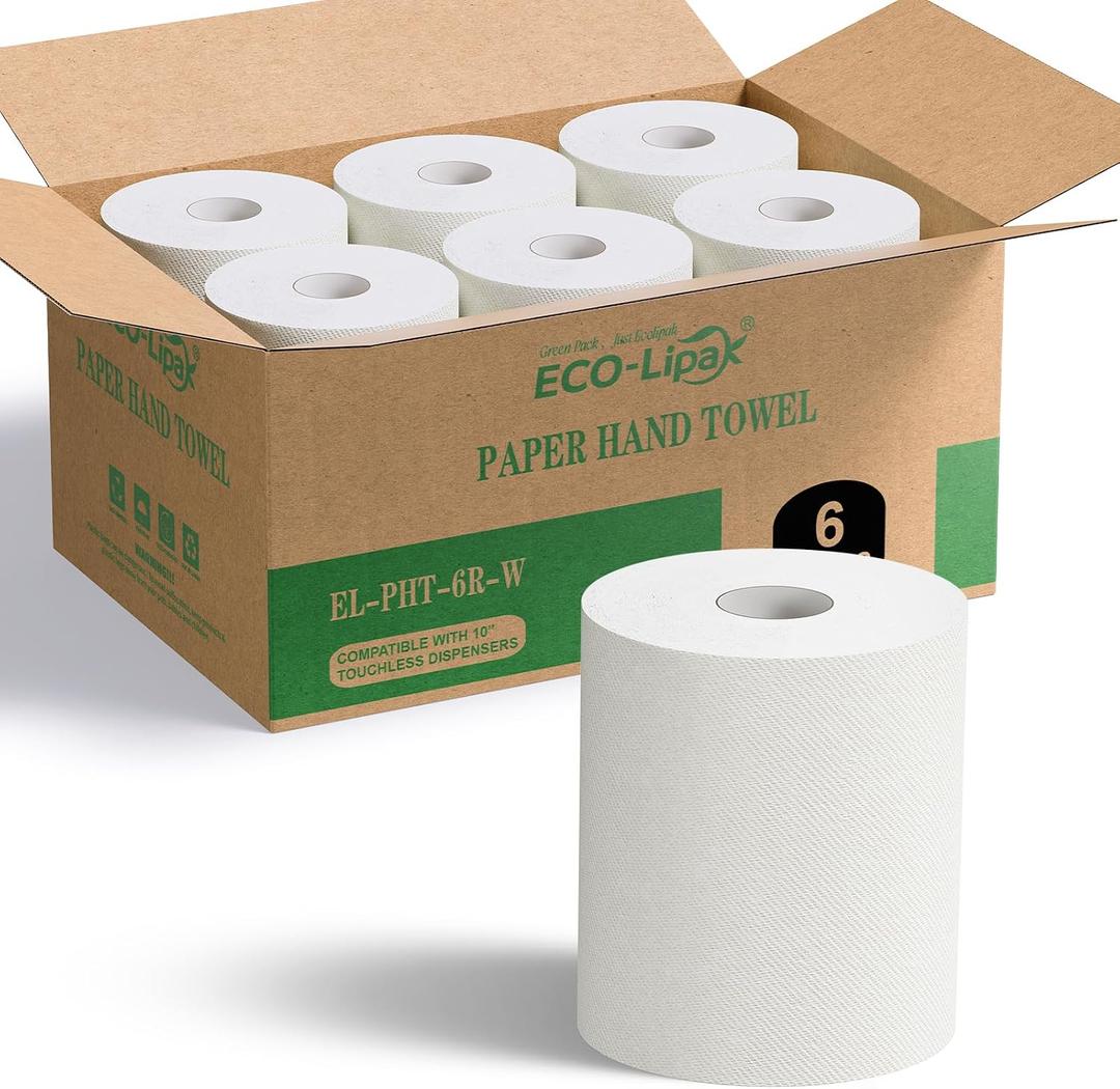 ECOLipak TAD Paper Towels 10 x 800 White, 6 Roll High Capacity