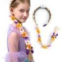 Spooktacular Creations Girls Princess Wig Non Slip, Toddler Long Braided Wig with Teeth Comb, Purple Fairy HeadWear for Toddler Halloween DressUp, Accessories, Themed Party