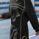 Fisoew Womens Sweatsuits 2 Piece Outfits V Neck Fleece Sweatshirts Contrast High Waisted Shorts Casual Tracksuits Lounge Sets (Black)