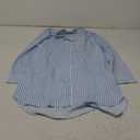 Rooscier Women's Striped Nightgown Collar V Neck Long Sleeve Sleep Shirts Nightdress Button Down Nightwear (Blue)