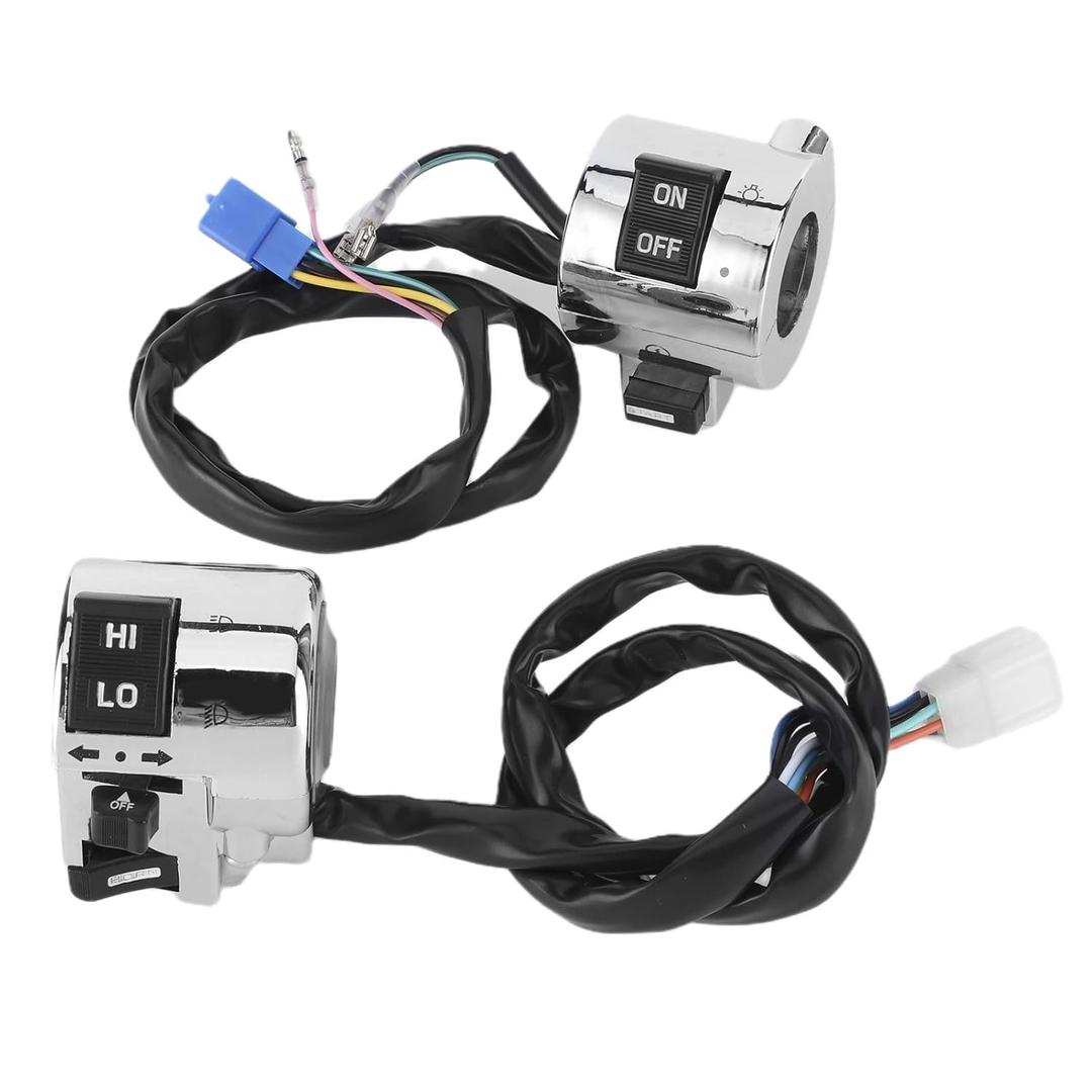 Motorcycle Handlebar Toggle Switch, Pair Motorcycle Handlebar Switch Control Button for Turn Headlight Horn 25mm Universal