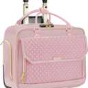 Rolling Laptop Bag Women, Rolling Briefcase for Women for Work, 17 Inch Computer Bag with Wheels, Fashion Flap Laptop Bag With Wheels for Work Business, for Teacher, TSA Friendly Design, Pink (Diamond Pink / Gold Telescopic Handle)