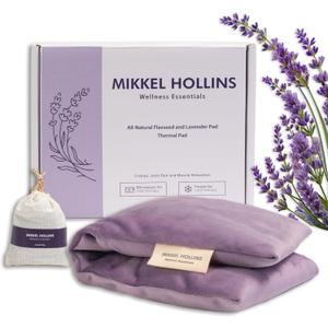 Microwave Heating Pad with Flaxseed and Lavender for Back, Neck, Shoulder, Joint & Menstrual Cramp Relief, Washable Cover and Reusable, with Mini Lavender Bag Gift
