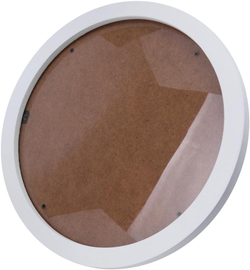 IMIKEYA 10 Inch Wooden Picture Frame Round Wall Mounted White Photo Frame Vintage Picture Display for Home Wall Living Room Bedroom