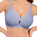 LUCKMEEY Bras for Women No Underwire Wave Push Up Wireless Bra Seamless Bras Full Coverage Bralettes Lift Everyday Bras (X-Large, Blue)