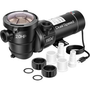 VIVOHOME 2.0 HP Above Ground Swimming Pool Pump Dual Speed 1.5" & 1.25'' Inlet/Outlet 115V Energy Saving w/Strainer Basket