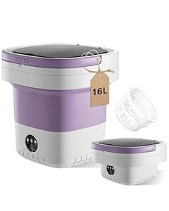 16L Portable Washing Machine, Large Capacity Compact Laundry Machine of Underwear, Baby Clothes, Socks, 3 Cleaning Modes Suitable for Small Clothes, Foldable Design for Hotel, Home, Apartment, Campain ﻿