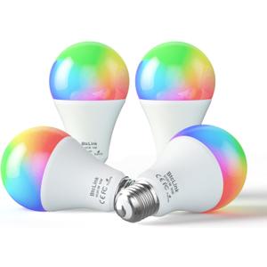 Smart LED Light Bulbs 150W Equivalent, 1600LM 16W Alexa Light Bulbs, A19 E26 Ultra Bright Color Changing Light Bulbs, 2.4 GHz WiFi Dimmable Light Bulbs Compatible with Alexa, Google 4 Packs(Upgrated)