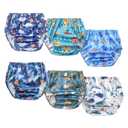 BISENKID 6 Packs Waterproof Potty Training Plastic Underwear Covers for Potty Training Pants and Good Elastic Rubber Pants for Toddlers Disposable Diapers Boys 4t