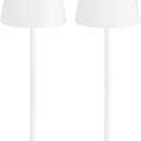 uuffoo 2 Pack Rechargeable Table Lamp Cordless Battery Operated Table Lamps Shower Lamp Bathroom Lamp with 3 Colors Stepless Dimming, Desk Lamp for Restaurant, Patio, Bedroom, Bar (White)