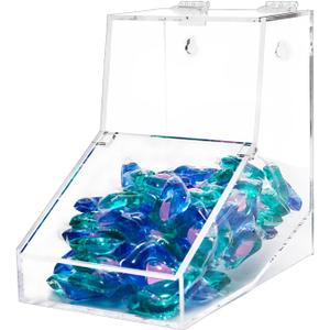 Laundry Pods Container, Acrylic Candy Dispenser Holder with 2 Lids, Dishwasher Pod Holder, Coffee Pod Holder, Laundry Pod Holder for Laundry Room, Kitchen, Home (1 pcs, 8.6"L x 7.1"W x 8.6"H)