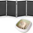 Rantila Cat Litter Box Privacy Screen Cat Litter Box Furniture Best for Your Cat's Health, 68''W x 24''H, Black, Need Assembly