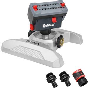 Eden 94127 Metal Adjustable 4-Way Mini Turbo Oscillating Sprinkler W/Quick Connect Starter Set, 20 Nozzle, Covers up to 4,000 sq. ft