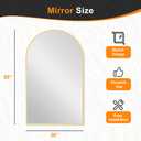 Delma Arched Bathroom Mirror, Gold, 50"x30"