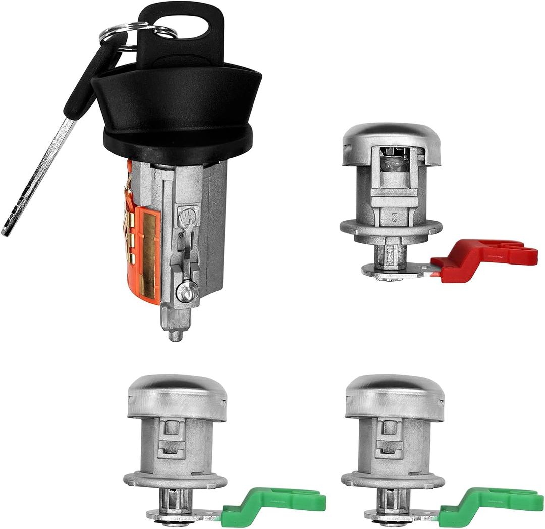 Door Lock Cylinders & Ignition Switch with Keys | Replacement for 2001-2007 Ford F150/250/350, Explorer & Lincoln Blackwood | Replace#: LC6177 + DL5885 + 322347 + 597638(No chip)