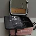 Makeup Bag with Mirror and Light, Cosmetic Travel Case with Mirror, Large Makeup Organizer with Mirror, Portable Makeup Case with Mirror for Women (Pink)