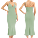 JLCNCUE Women's Spaghetti Straps V Neck Bodycon Mermaid Dress Elegant Ruffles Midi Dress Cocktail Evening Party Dress 325, Medium