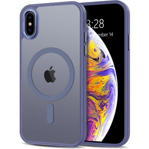 Anuck for iPhone X Case, for iPhone Xs Case Magnetic Phone Case Compatible with MagSafe, Soft TPU Bumper Hard Translucent Matte Back Slim Fit Shockproof Protective Cover for Men Women Girls - Blue