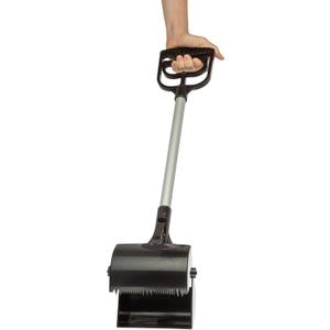 LongHandle Pet Pooper Scooper for Dogs & Cats - OneHand Gripper Waste Picker Outdoor & Indoor Poop Scoop with Serrated Jaws - Aluminum & Plastic Sanitary Pet Waste Cleanup Tool by PETMAKER (Black)