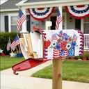 4th of July Mailbox Covers Magnetic Standard Size 18" x 21", Patriotic Mailbox Cover Red and Blue Floral Mailbox Post Letter Box Cover for Independence Day Memorial Day Garden Yard Decor