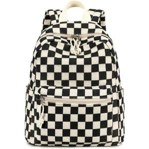LEDAOU Mini Backpack Girls Toddler Cute Small Backpack Purse for Women Teens Kids School Travel Shoulder Bag (Black White Check)