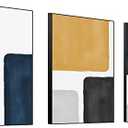 Wall Art Modern Abstract Canvas Framed Wall Art 3 Piece Set Of Painted Prints Boho Style For Living Room Bathroom Kitchen Office Wall Decor Artwork (black 16" X 24"X 3 pieces)