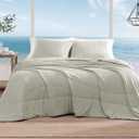 Monbix ChillChilla Cooling Comforter Queen Size-3 Pieces Cooling Blankets for Hot Sleepers and Night Sweats, Double-Sided Summer Queen Comforter Set, Breathable Lightweight Blanket Grey