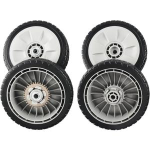 CheeMuii 4 Pack Lawn Mower Wheels Kit 2 Rear Wheels Replace for 42710-VE2-M02ZE and 2 Front Wheels Replace for 44710-VL0-L02ZB Compatible with Honda Lawn Mower HRR216 HRS216 HRT216 etc, 8 inch-Rear & Front-4PCS