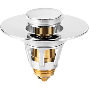 Universal Bathroom Sink Stopper, Basin Pop-up Bathroom Sink Drain Strainer, Bathroom Drain Stopper with Stainless Steel Hair Catcher for 1.1-1.5 Inch Drain(1 PCS, Silver)