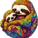 Wooden Puzzles for Adults - Parent-Child Sloth Wood Puzzles Adult - Unique Animal Shape Wooden Jigsaw Puzzles for Adults - Birthday Gifts for Puzzle Lovers, Family (11.4 * 10.7in) (Medium)