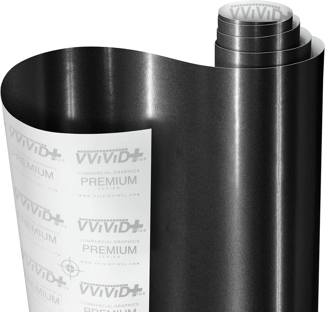 VViViD+ Metallic Gloss Black Pearl Premium Vinyl Wrap Film (10ft x 5ft)
